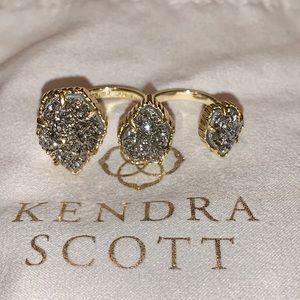 Naomi Gold Double Ring In Platinum Drusy - S/M